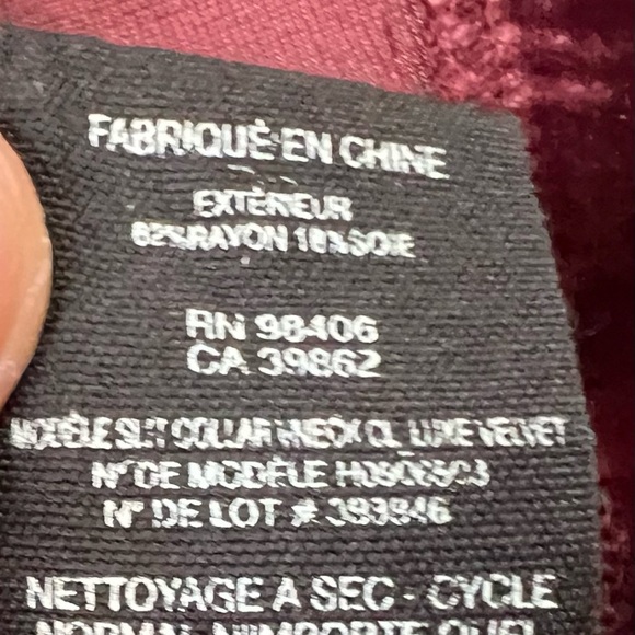 Theory x Revolve Slit Collar Deep V Neck Velvet Burgundy Luxe Top Medium 612 - Picture 5 of 5